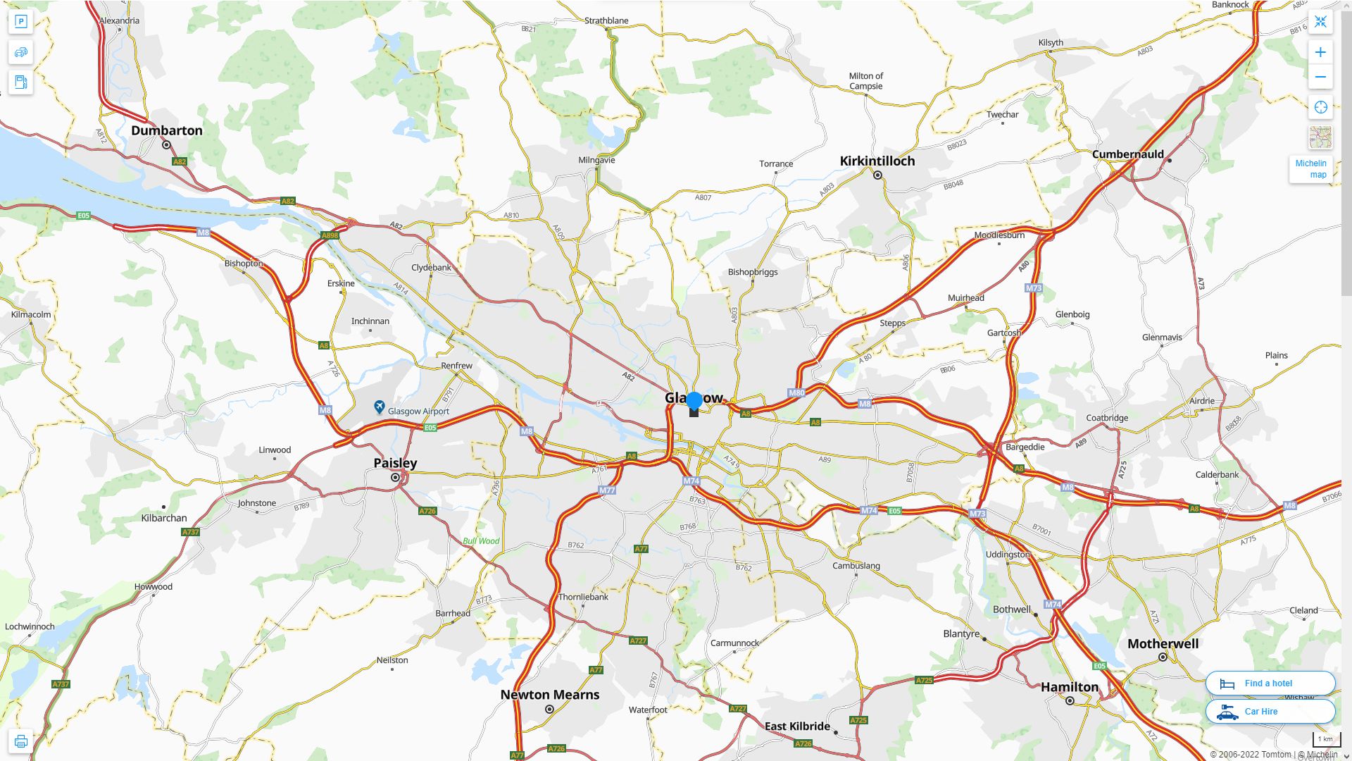 Glasgow Royaume Uni Autoroute et carte routiere